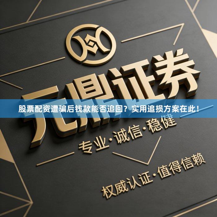 股票配资遭骗后钱款能否追回？实用追损方案在此！