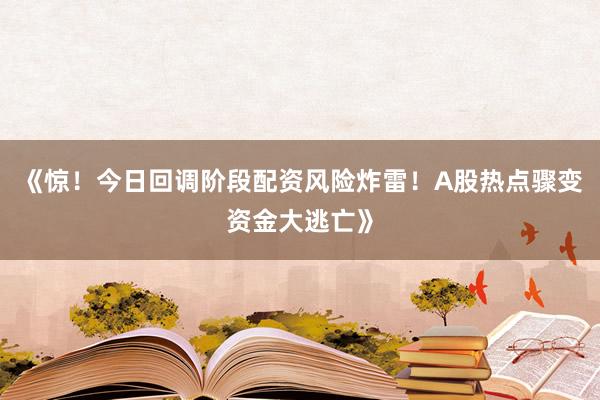《惊！今日回调阶段配资风险炸雷！A股热点骤变资金大逃亡》