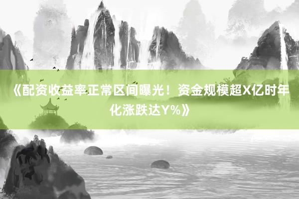 《配资收益率正常区间曝光!资金规模超X亿时年化涨跌达Y%》