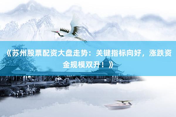 《苏州股票配资大盘走势：关键指标向好，涨跌资金规模双升！》