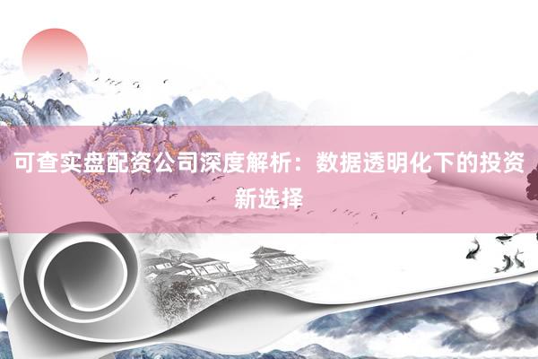 可查实盘配资公司深度解析：数据透明化下的投资新选择