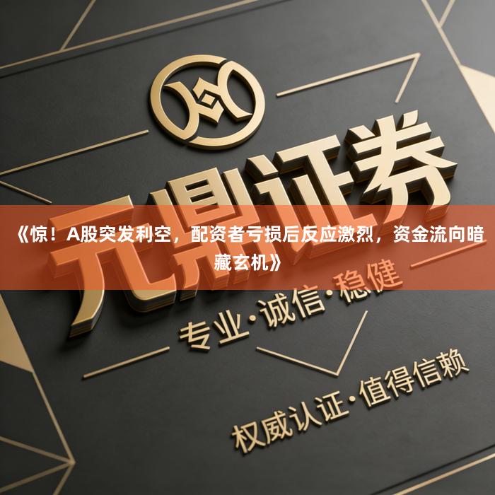 《惊！A股突发利空，配资者亏损后反应激烈，资金流向暗藏玄机》