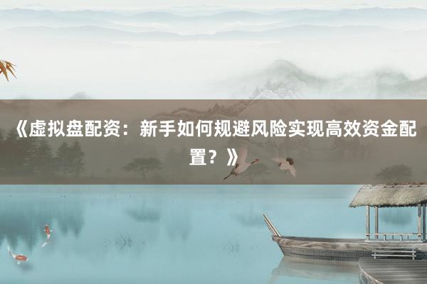 《虚拟盘配资：新手如何规避风险实现高效资金配置？》