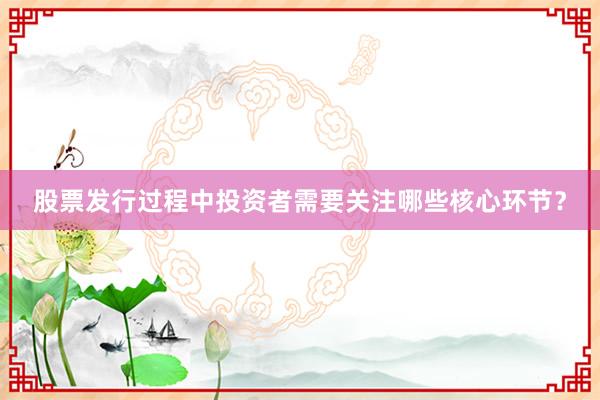 股票发行过程中投资者需要关注哪些核心环节？