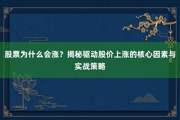 股票为什么会涨？揭秘驱动股价上涨的核心因素与实战策略
