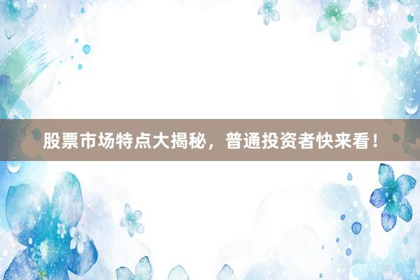 股票市场特点大揭秘，普通投资者快来看！