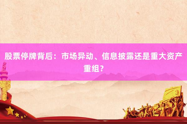 股票停牌背后：市场异动、信息披露还是重大资产重组？