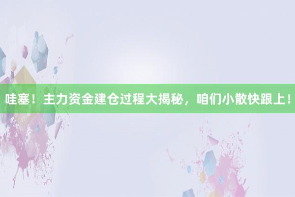 哇塞！主力资金建仓过程大揭秘，咱们小散快跟上！