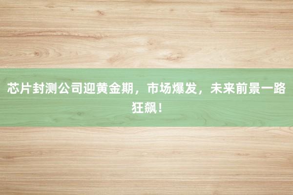 芯片封测公司迎黄金期，市场爆发，未来前景一路狂飙！